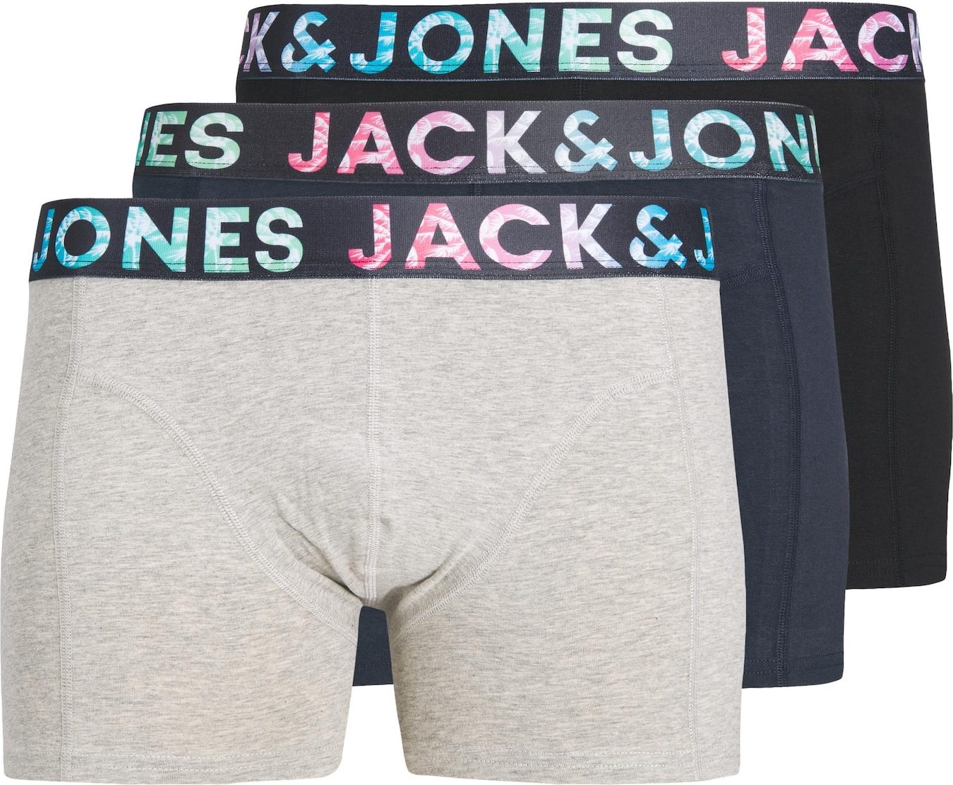 JACK & JONES Boxerky 'TAMPA' námořnická modř / šedý melír / pink / černá