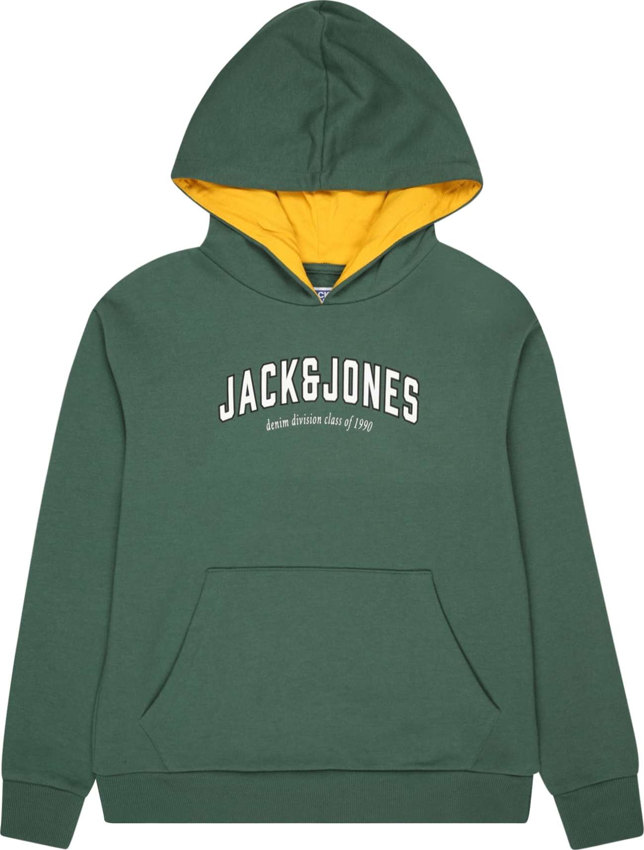 Jack & Jones Junior Mikina 'Division' žlutá / tmavě zelená / černá / bílá