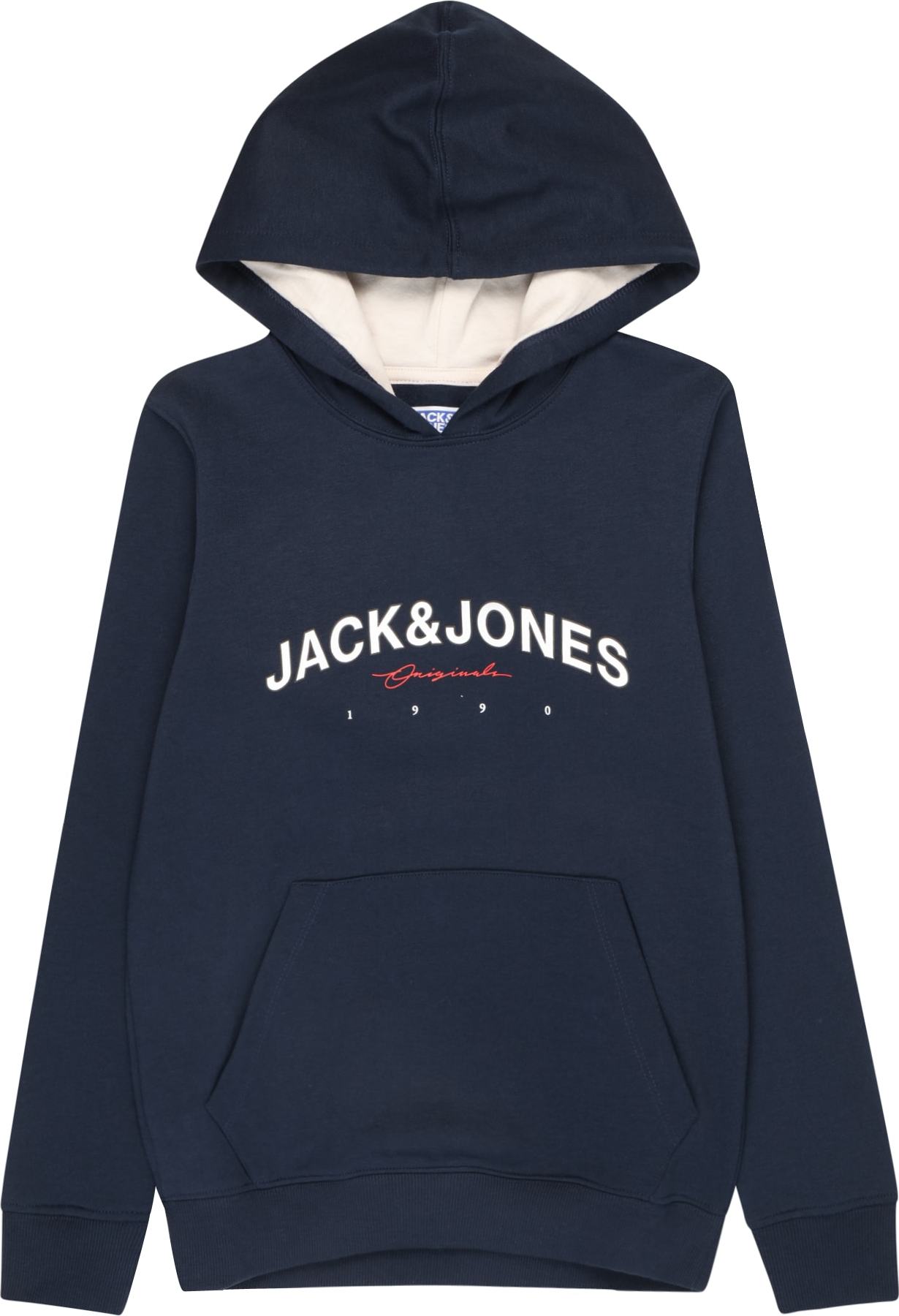 Jack & Jones Junior Mikina 'Friday' tmavě modrá / karmínově červené / bílá