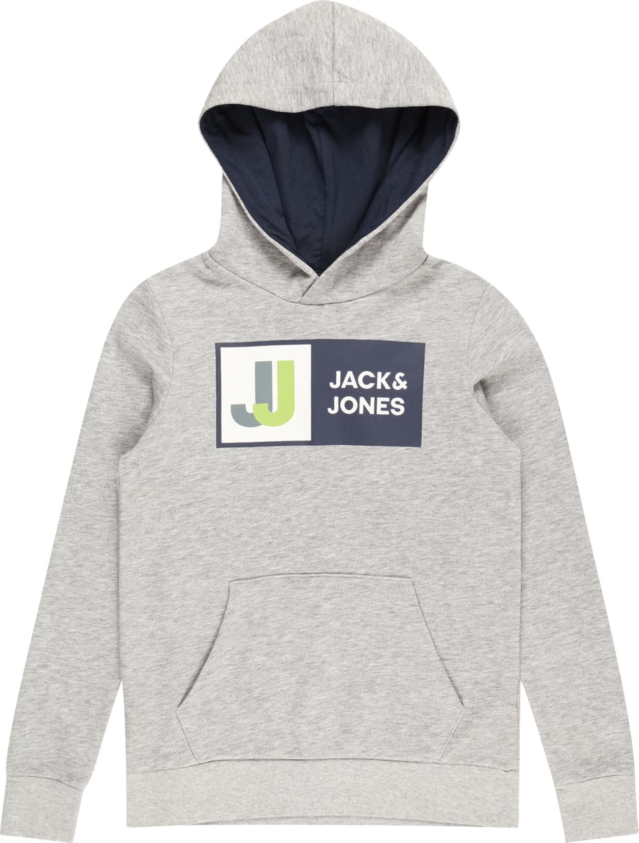 Jack & Jones Junior Mikina 'Logan' námořnická modř / šedý melír / jablko / bílá