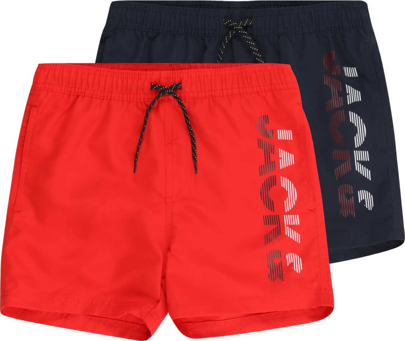 Jack & Jones Junior Plavecké šortky 'FIJI' námořnická modř / světle červená / bílá