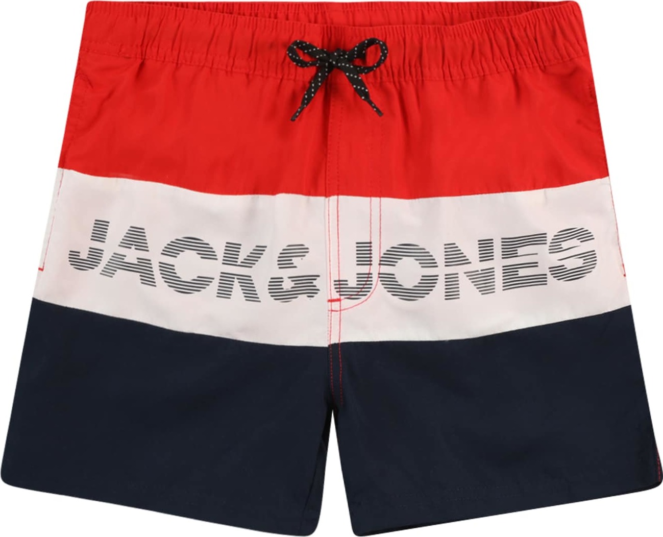 Jack & Jones Junior Plavecké šortky 'Fiji' tmavě modrá / ohnivá červená / bílá