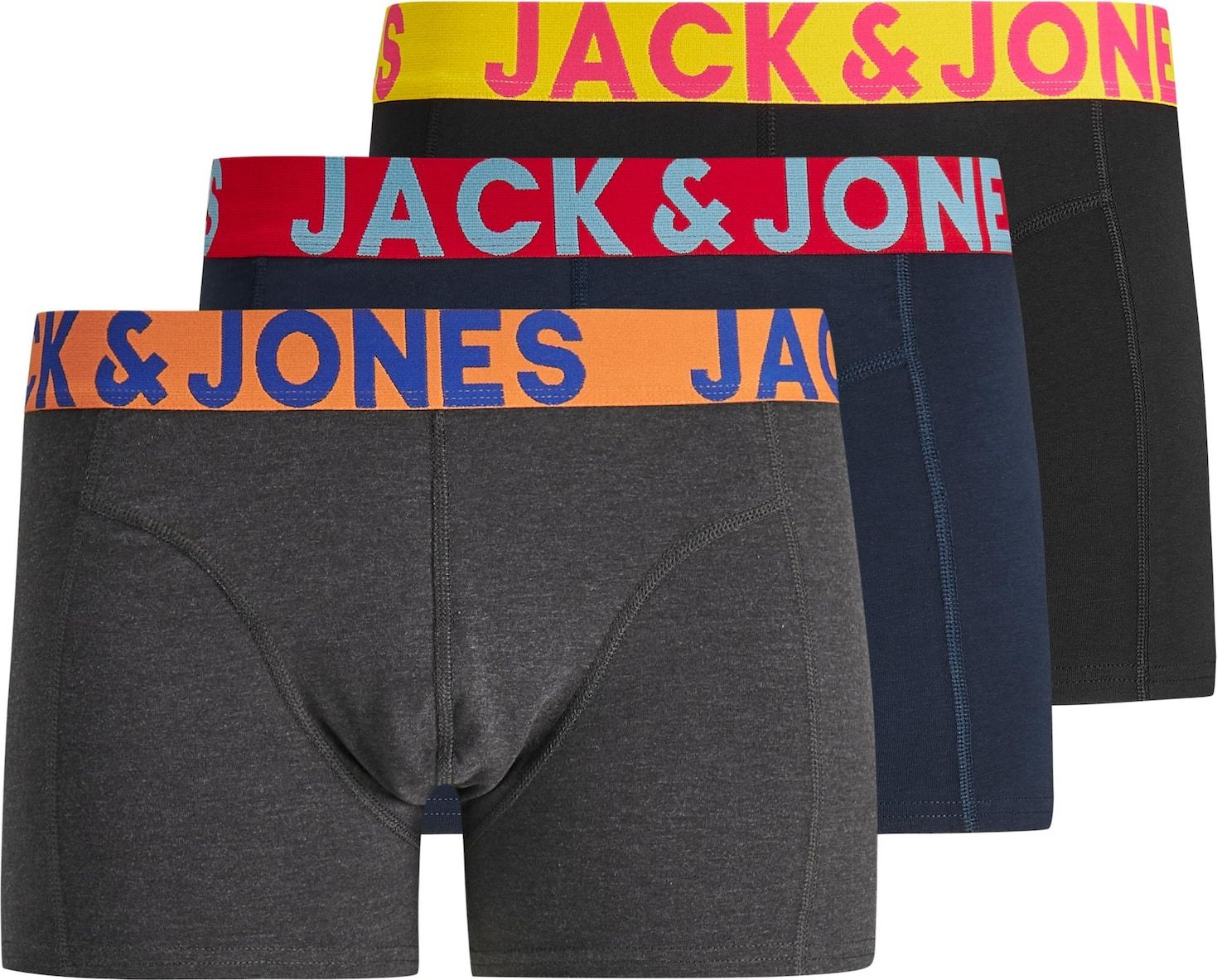 Jack & Jones Junior Spodní prádlo 'Crazy' námořnická modř / tmavě šedá / oranžová / černá