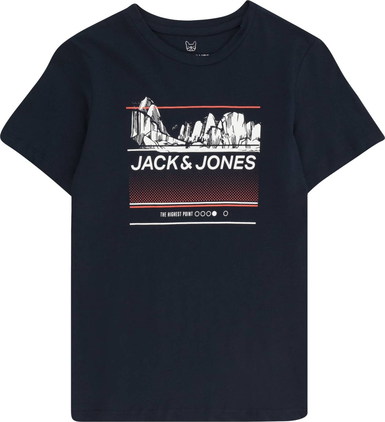 Jack & Jones Junior Tričko 'BOOSTER' tmavě modrá / oranžová / bílá