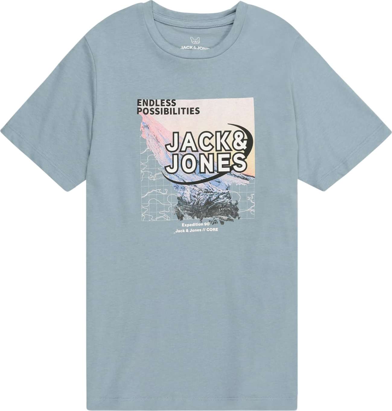 Jack & Jones Junior Tričko světlemodrá / pastelově žlutá / černá / bílá