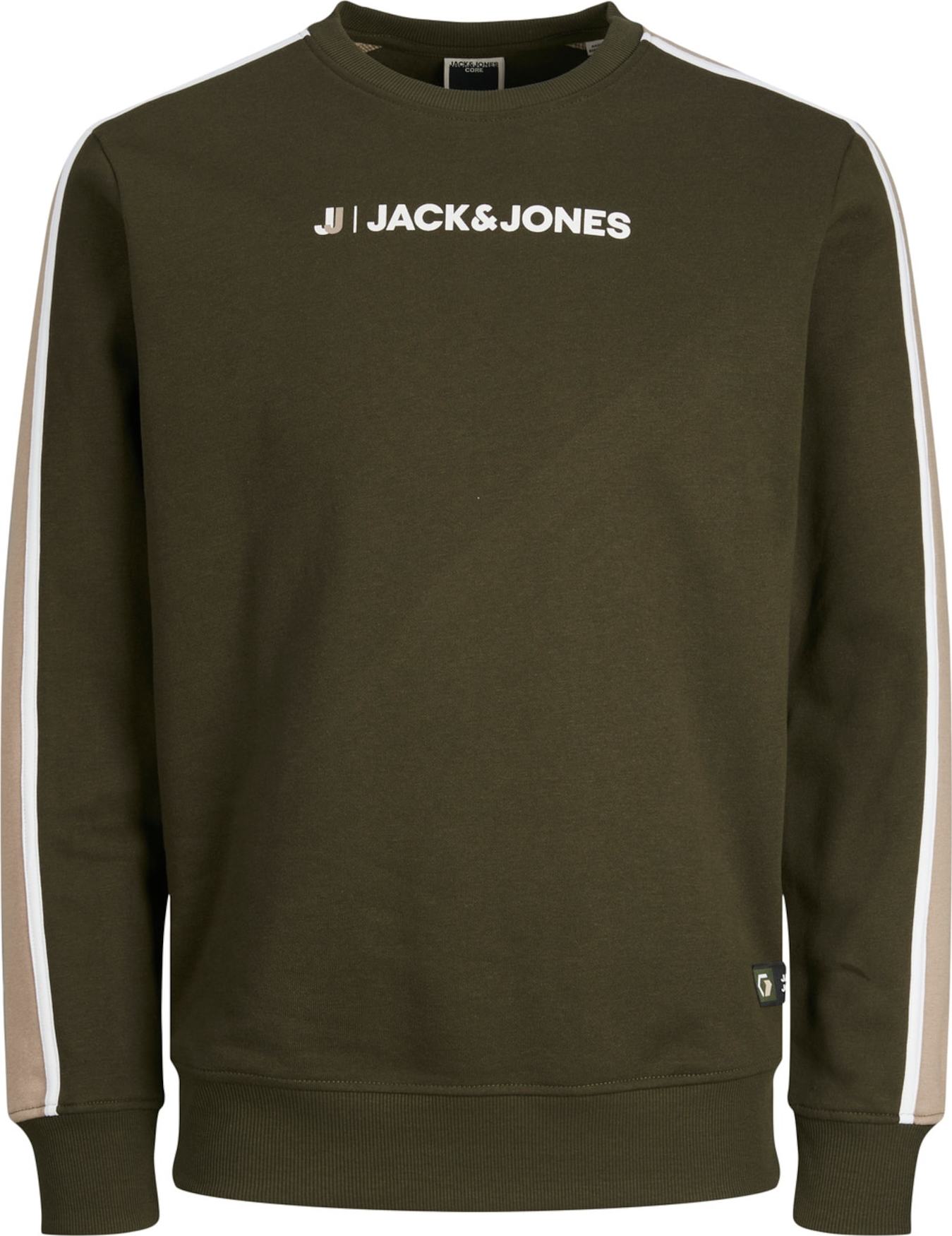 JACK & JONES Mikina 'Logan' olivová / bílá