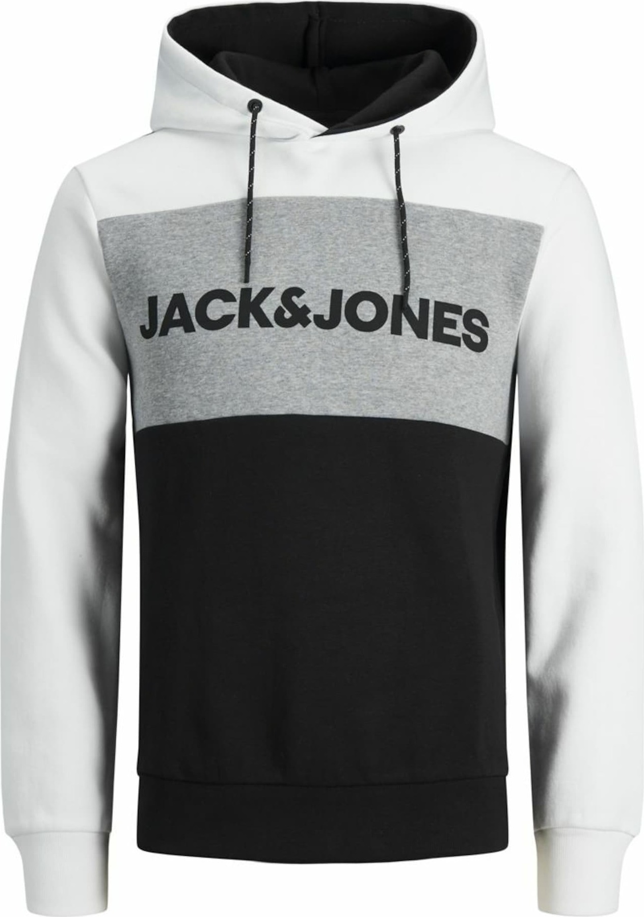 JACK & JONES Mikina šedý melír / černá / bílá