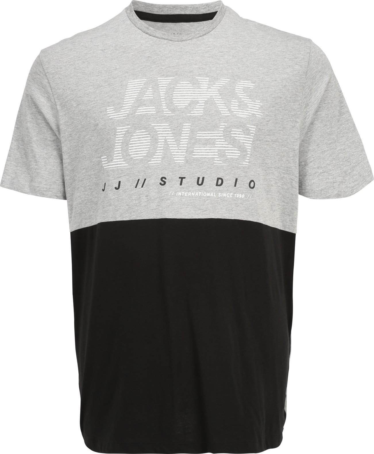 Jack & Jones Plus Tričko 'MARCO' šedý melír / černá / bílá