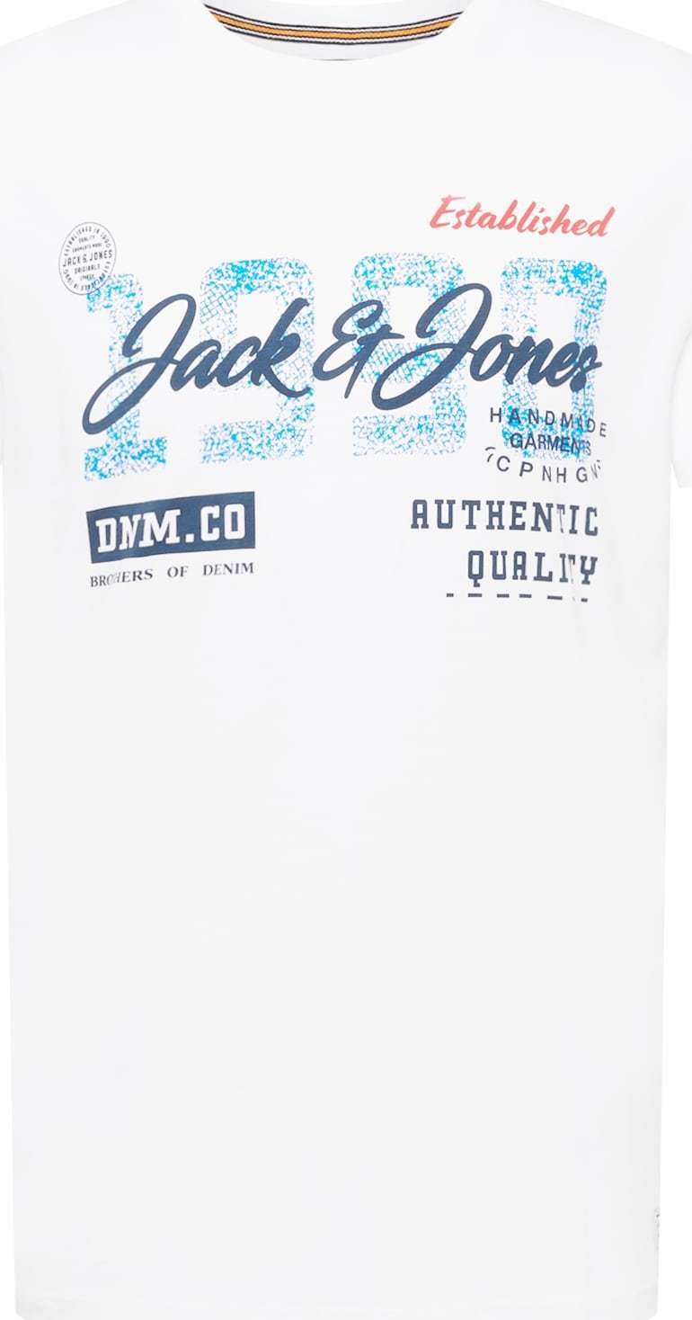 JACK & JONES Tričko noční modrá / aqua modrá / červená / bílá