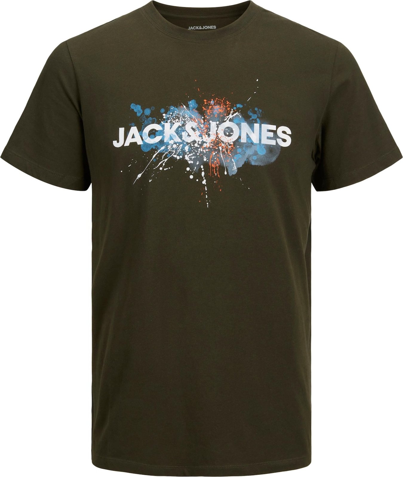 JACK & JONES Tričko světlemodrá / tmavě zelená / oranžová / bílá