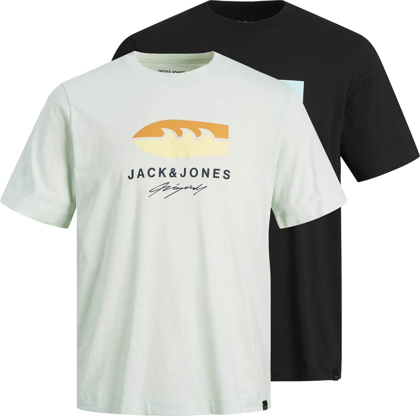 JACK & JONES Tričko 'TULUM' světle žlutá / pastelově zelená / černá / bílá