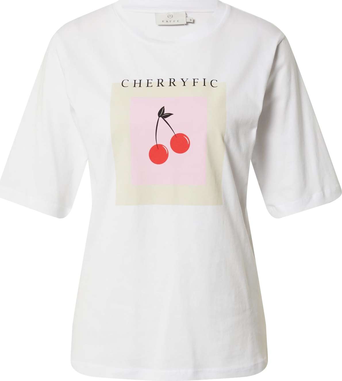 Kaffe Tričko 'Cherry' světle zelená / růžová / černá / bílá