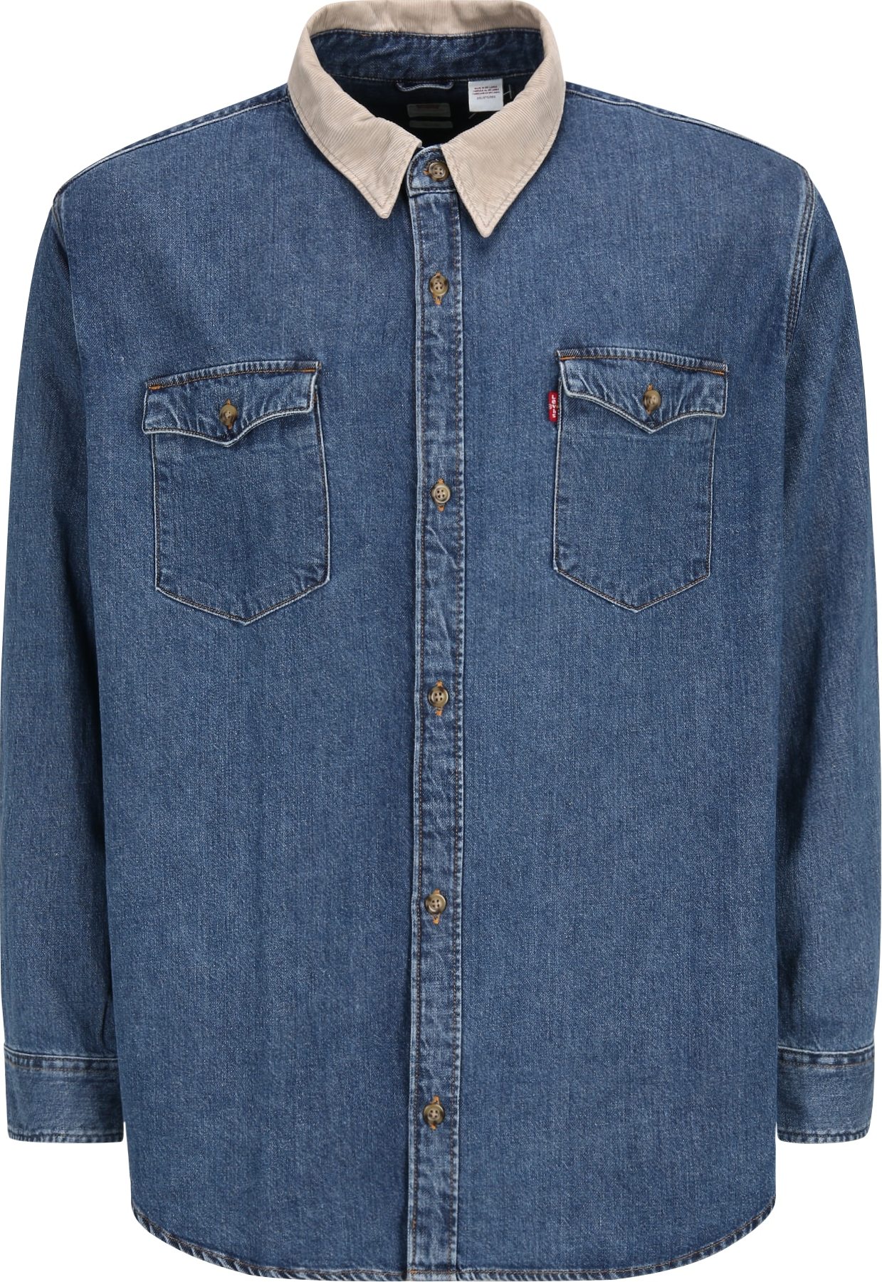 Levi's® Big & Tall Košile 'BIG RELAXED FIT WESTERN MED INDIGO - FLAT FINISH' světle béžová / modrá džínovina