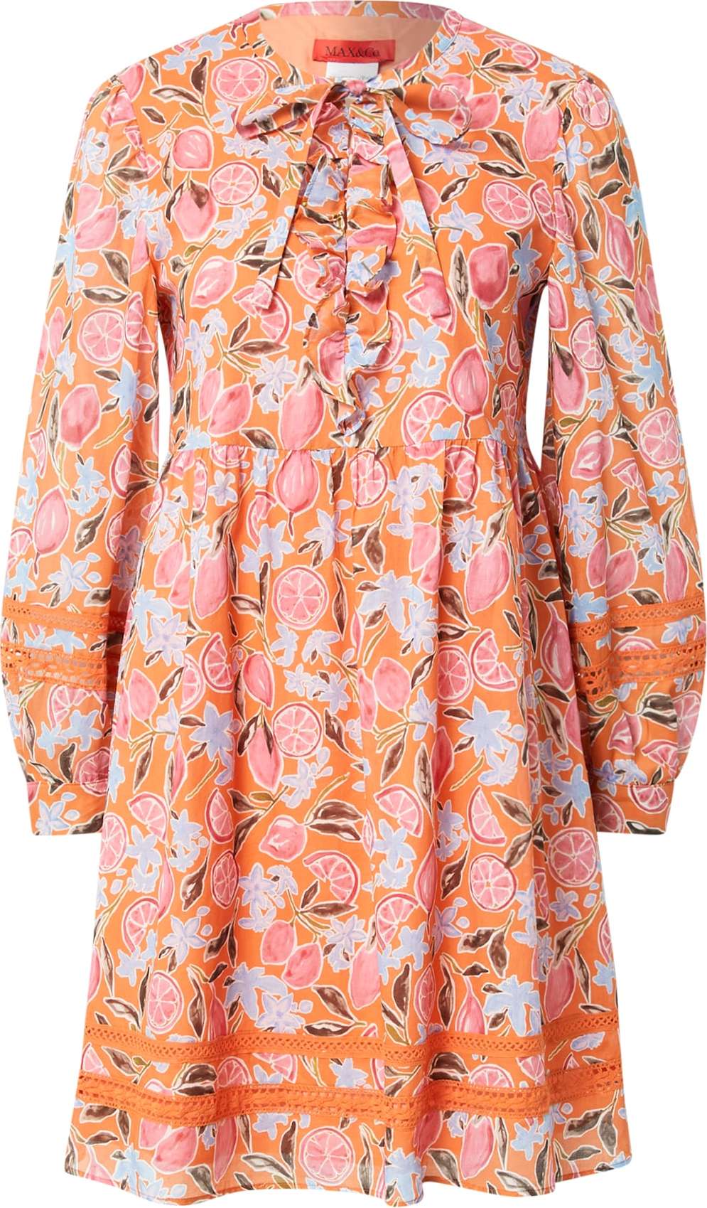 MAX&Co. Košilové šaty 'PRECISO' světlemodrá / trávově zelená / oranžová / starorůžová