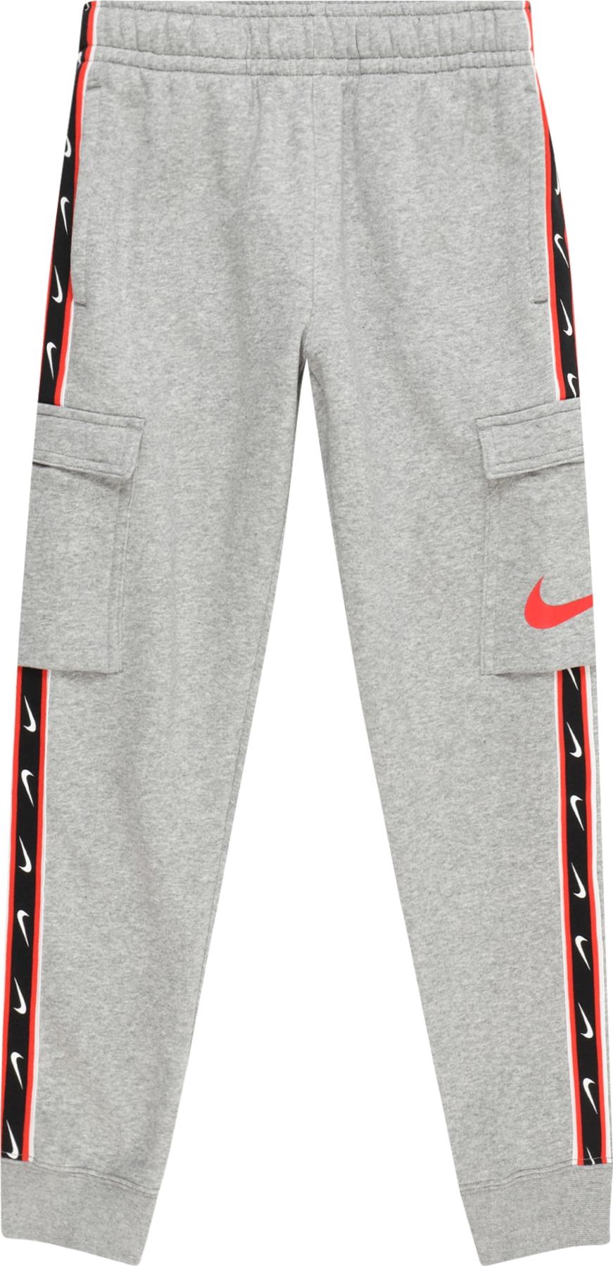 Nike Sportswear Kalhoty šedý melír / červená / černá / bílá