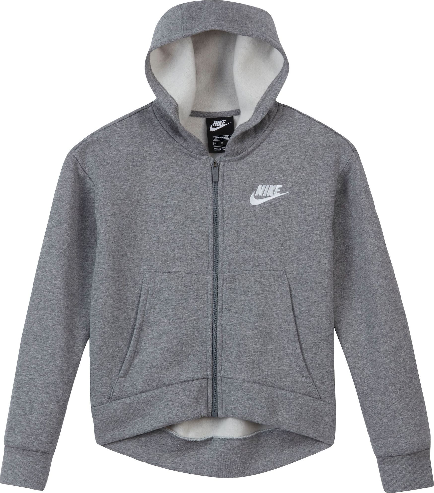 Nike Sportswear Mikina šedý melír / bílá