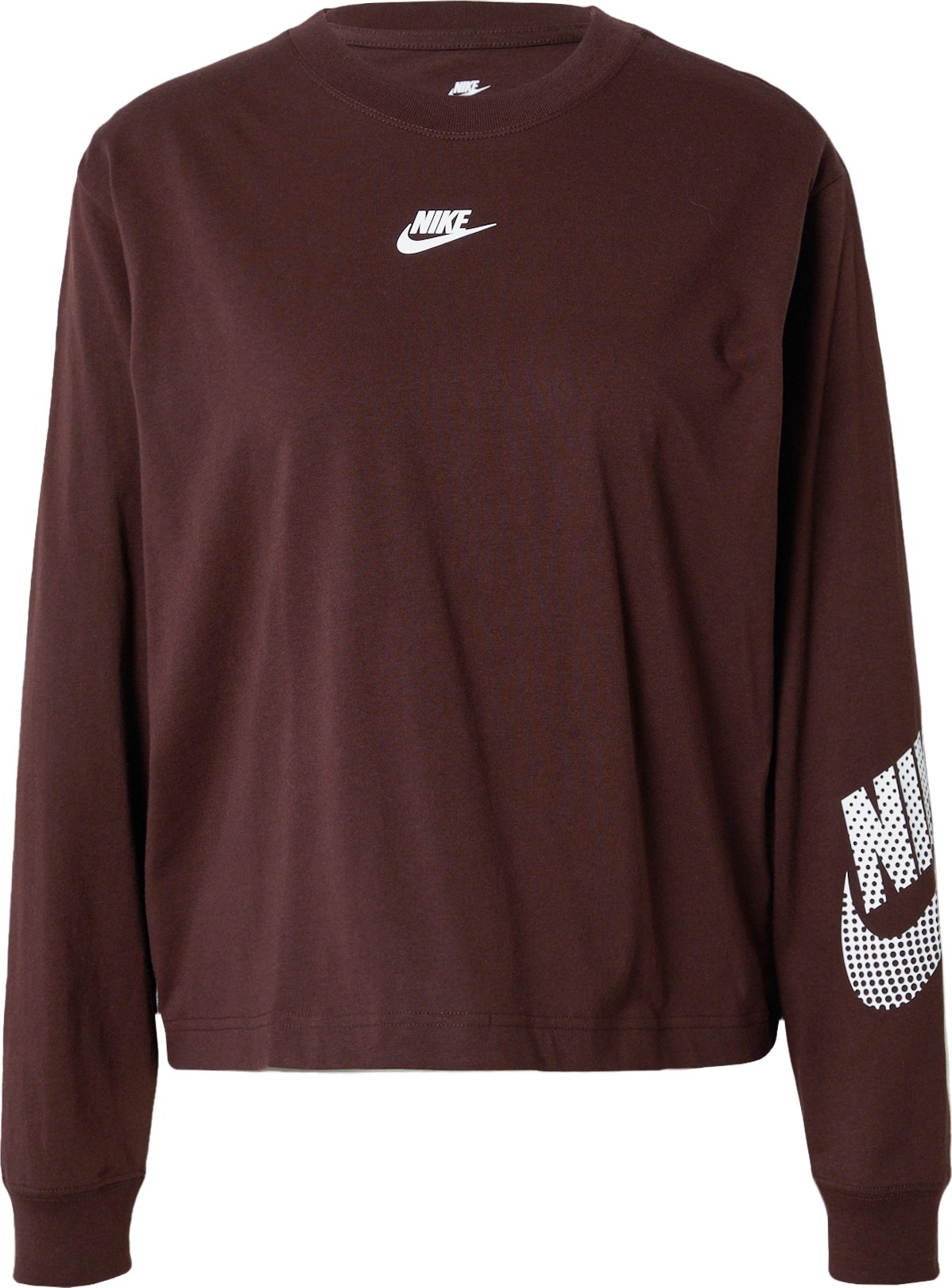 Nike Sportswear Mikina tmavě hnědá / bílá