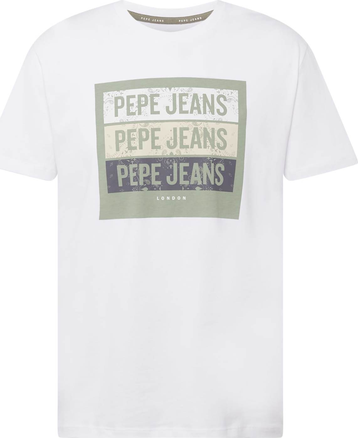 Pepe Jeans Tričko 'ACEE' béžová / enciánová modrá / jablko / bílá