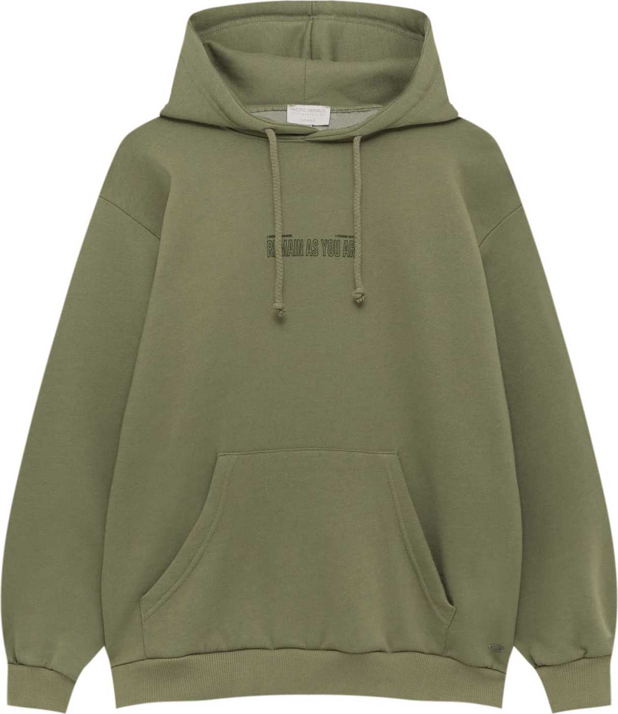 Pull&Bear Mikina khaki / tmavě zelená