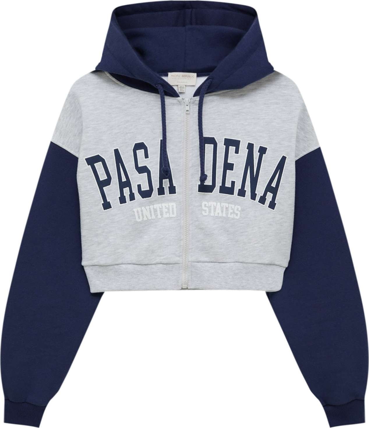 Pull&Bear Mikina marine modrá / šedý melír / bílá