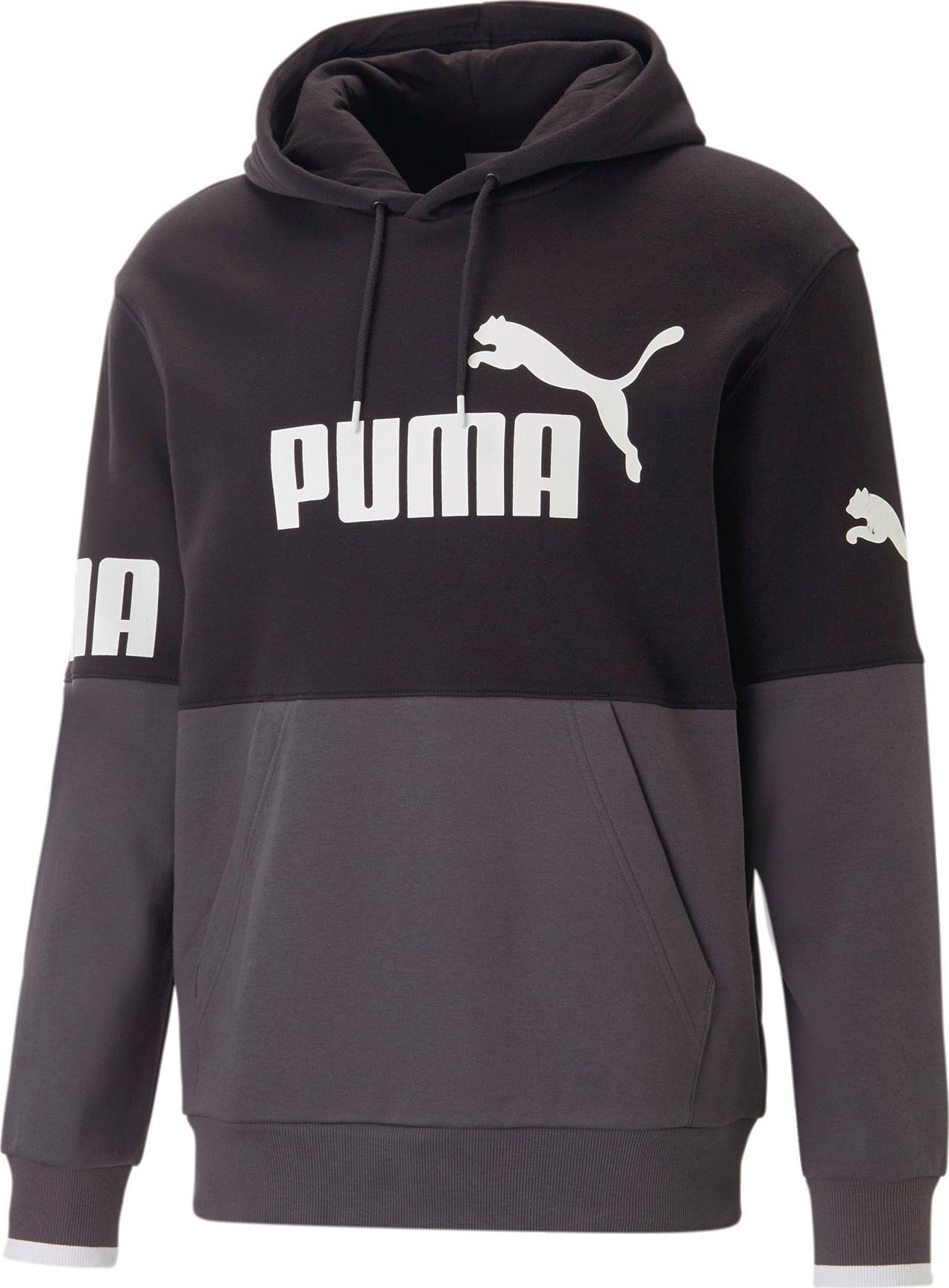 PUMA Sportovní mikina 'POWER' tmavě šedá / černá / bílá