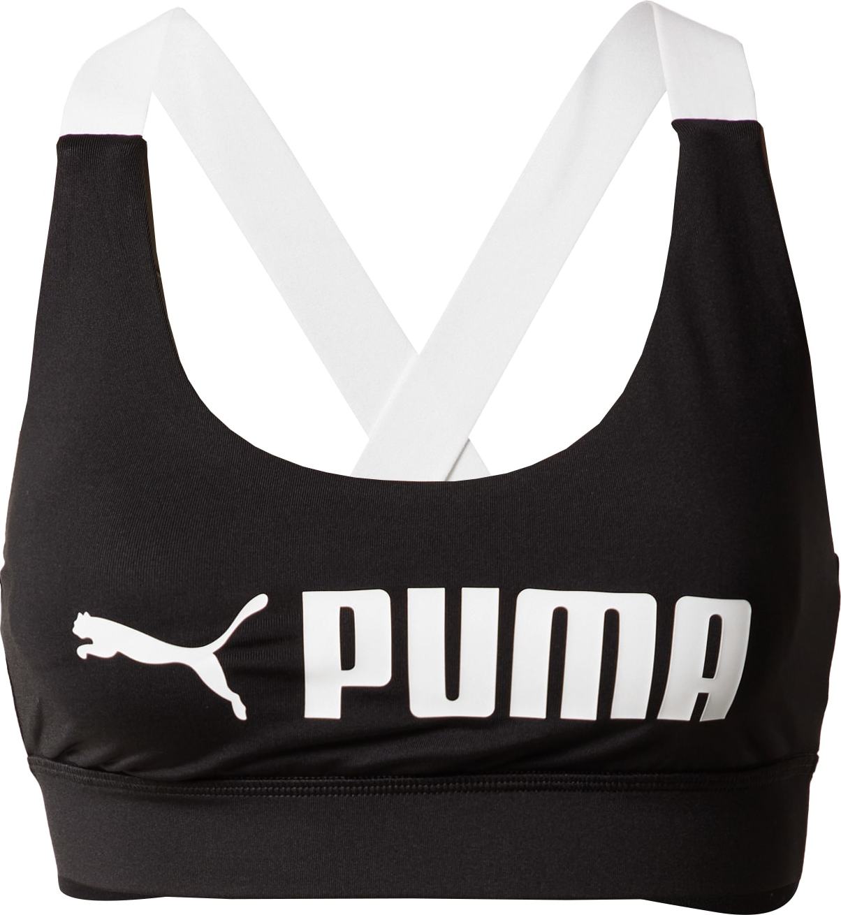 PUMA Sportovní podprsenka černá / bílá