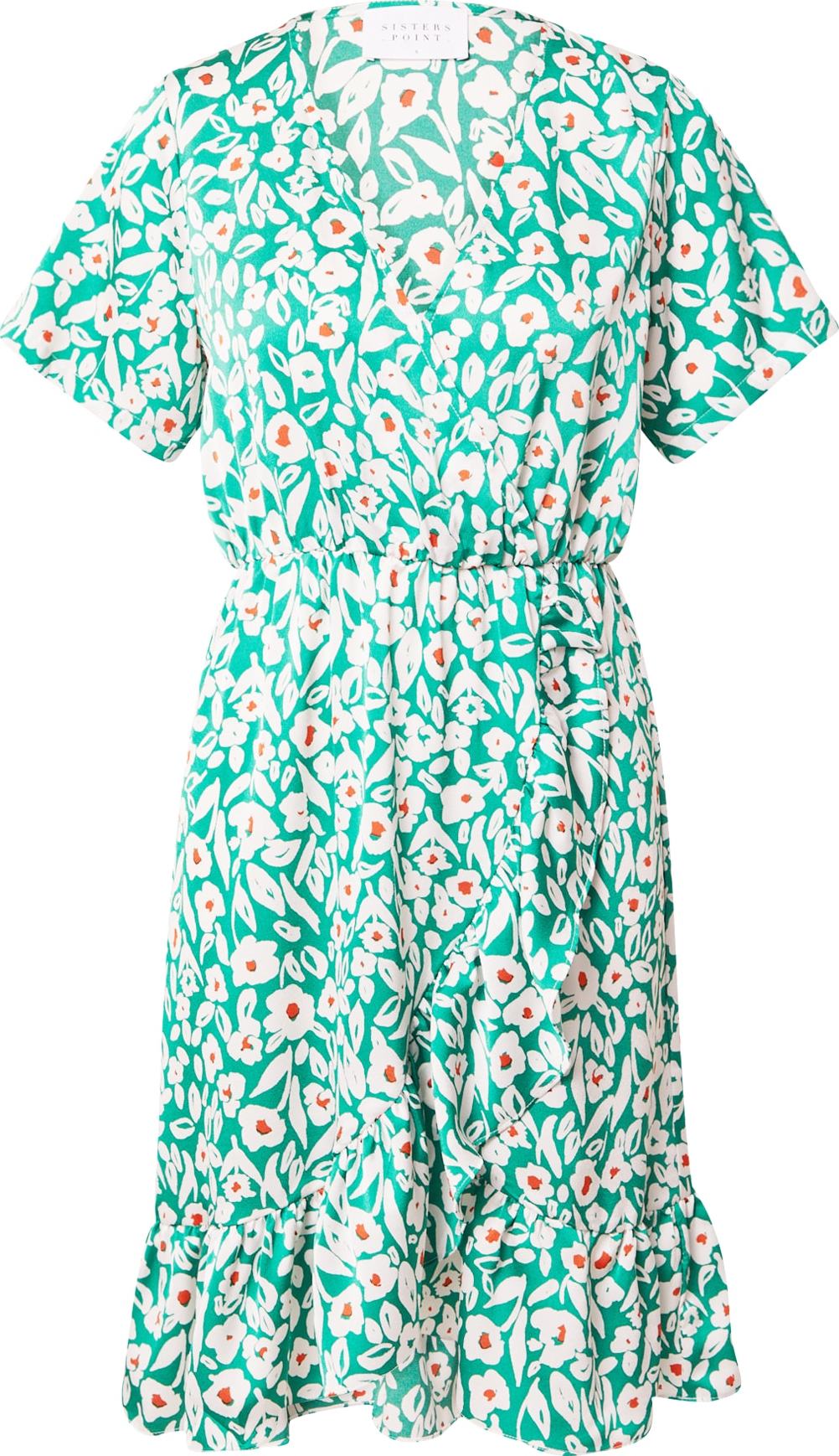 SISTERS POINT Letní šaty 'EZAI' zelená / oranžová / bílá