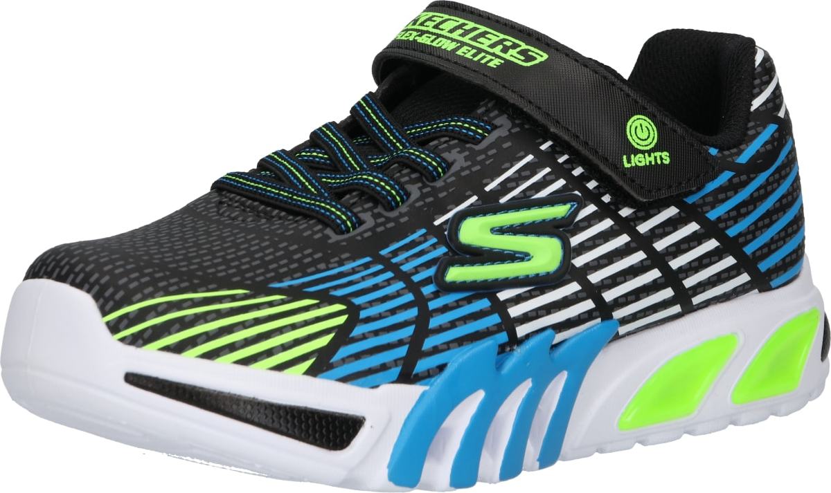 SKECHERS Tenisky 'Flex-Glow Elite' královská modrá / šedá / limetková / černá / bílá