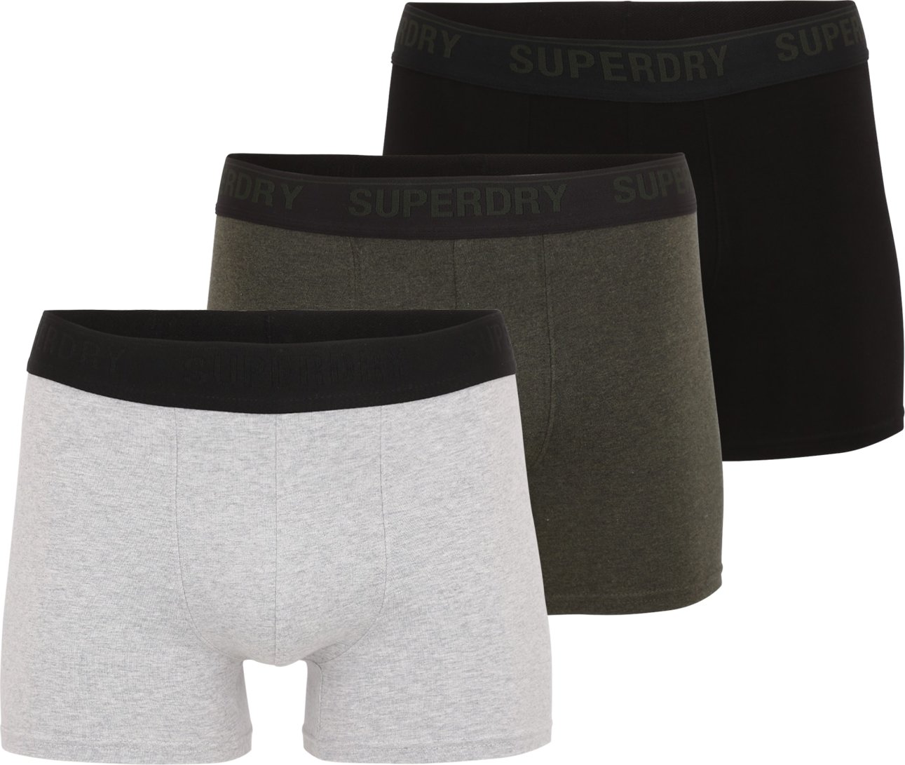 Superdry Boxerky šedý melír / olivová / černá