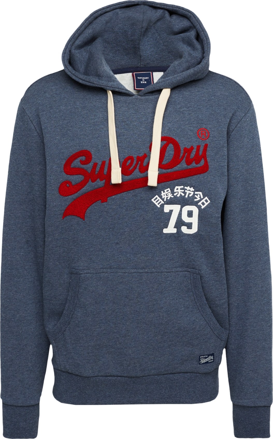 Superdry Mikina krémová / modrý melír / krvavě červená / bílá