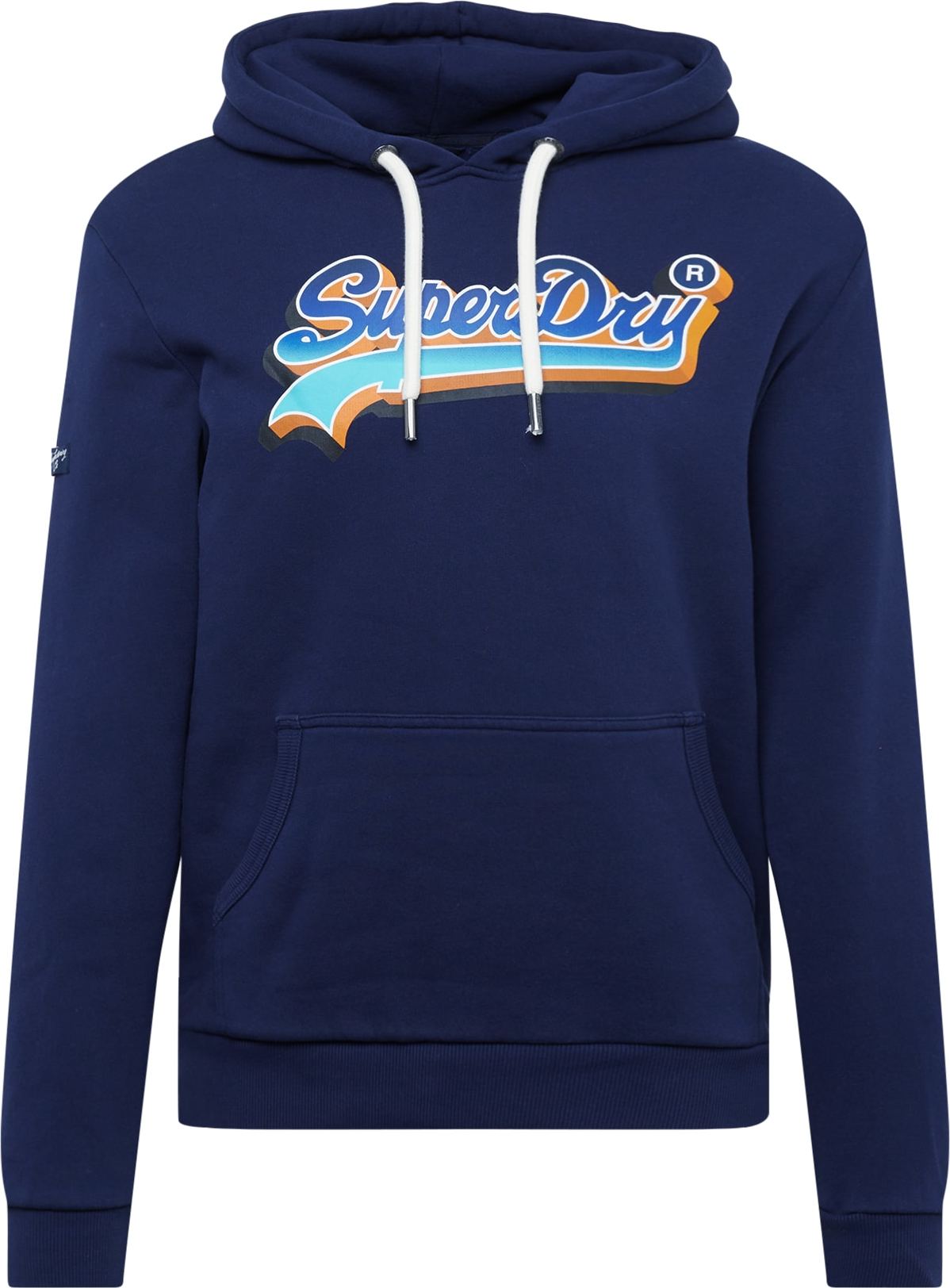 Superdry Mikina marine modrá / aqua modrá / tmavě modrá / šafrán / bílá