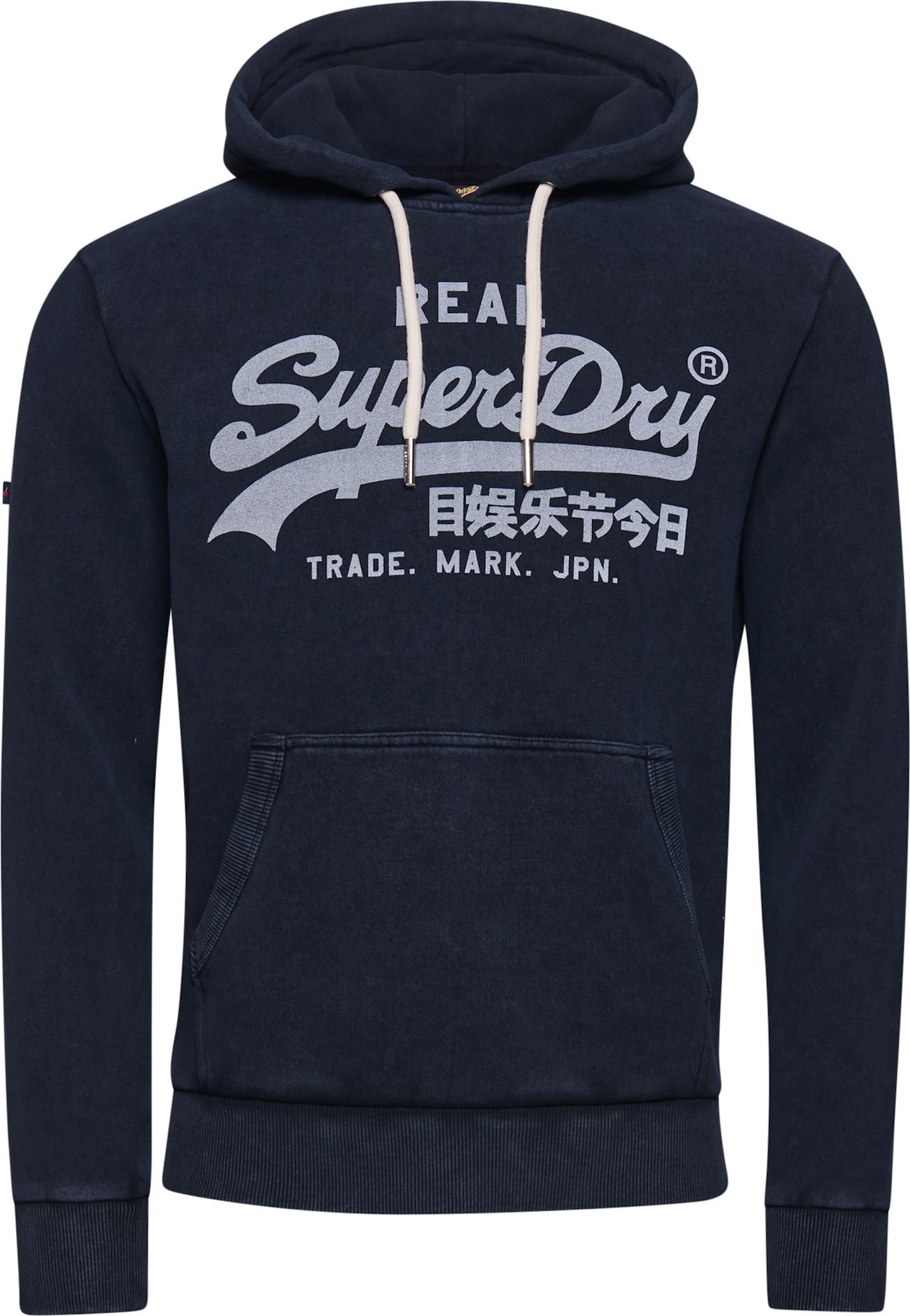 Superdry Mikina marine modrá / světle šedá