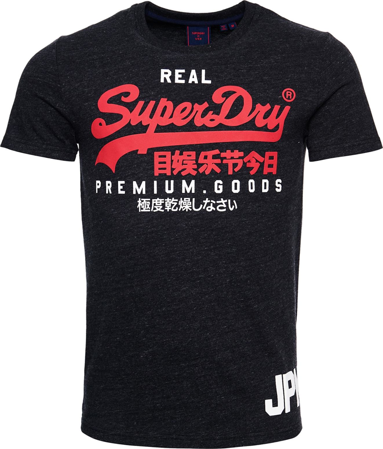 Superdry Tričko červená / černý melír / bílá