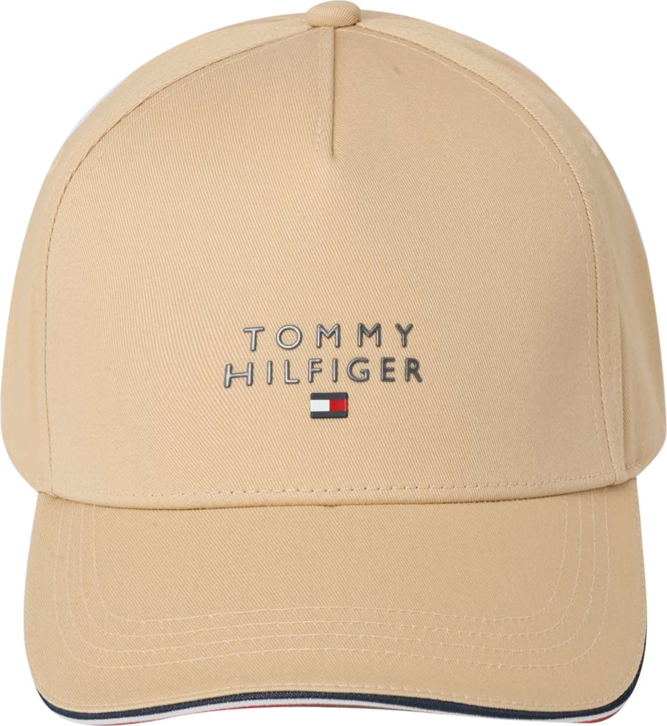 TOMMY HILFIGER Kšiltovka písková / šedá / červená / bílá