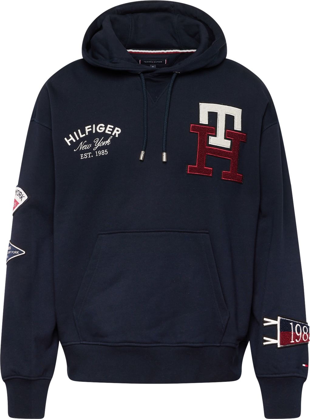 TOMMY HILFIGER Mikina námořnická modř / světle červená / bílá