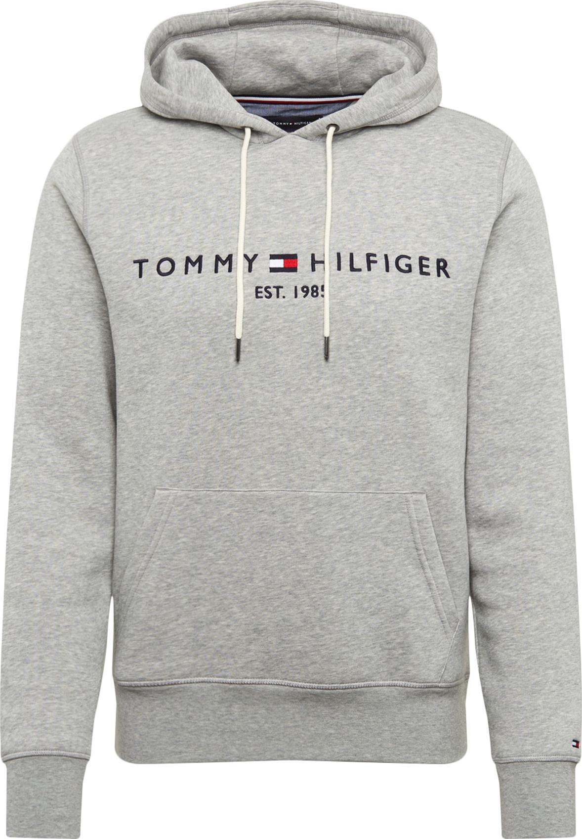 TOMMY HILFIGER Mikina námořnická modř / šedý melír / červená / bílá