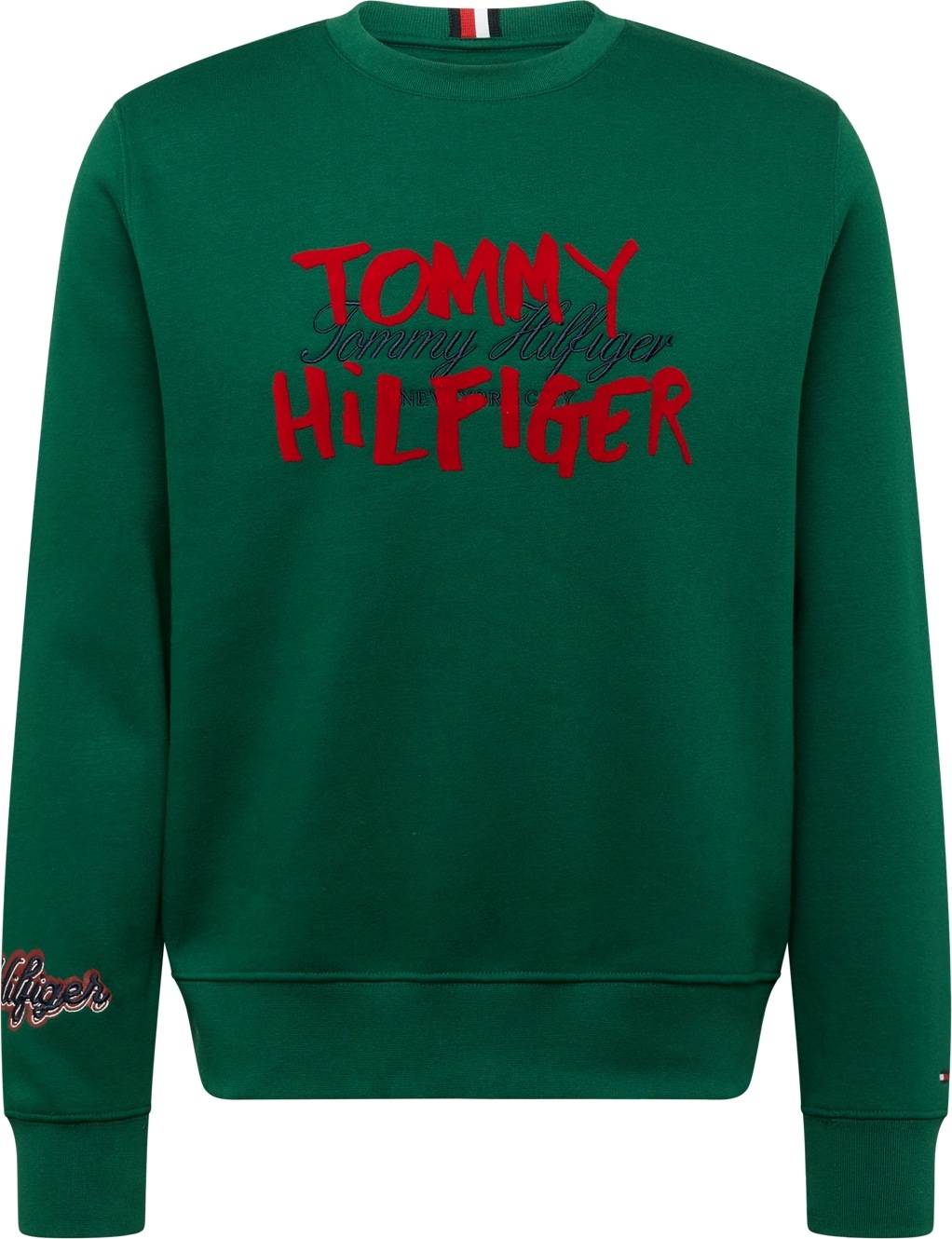 TOMMY HILFIGER Mikina zelená / červená