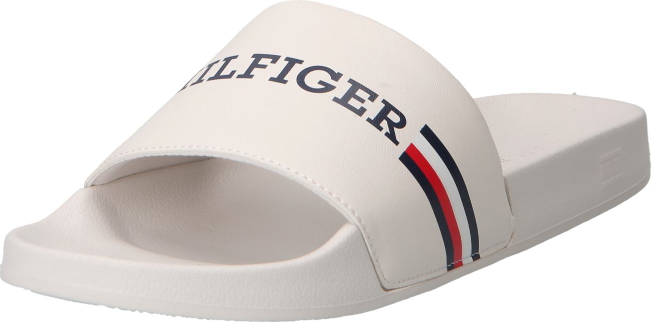 TOMMY HILFIGER Pantofle béžová / námořnická modř / červená / bílá