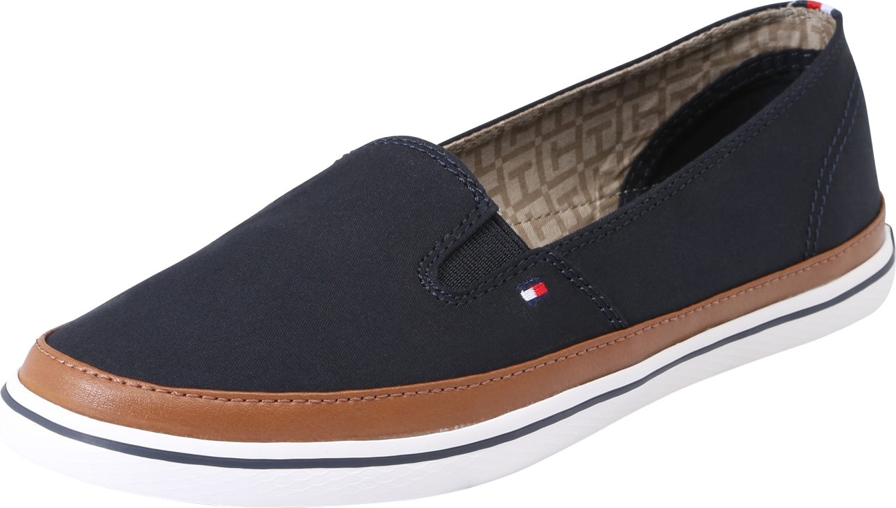 TOMMY HILFIGER Slip on boty 'Kesha' tmavě modrá / hnědá / bílá