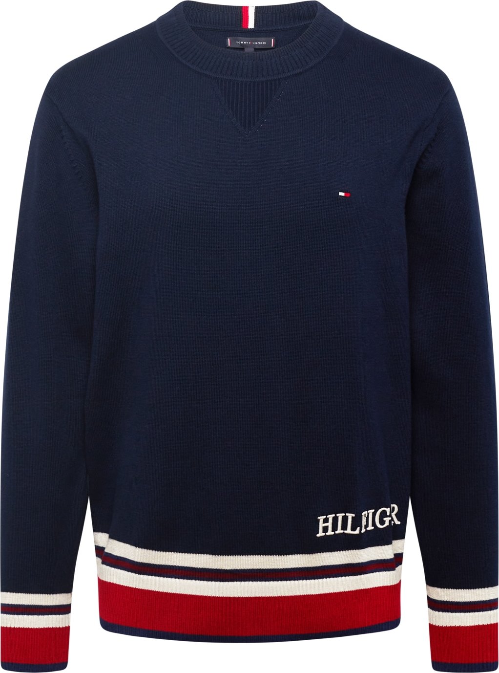 TOMMY HILFIGER Svetr noční modrá / červená / bílá