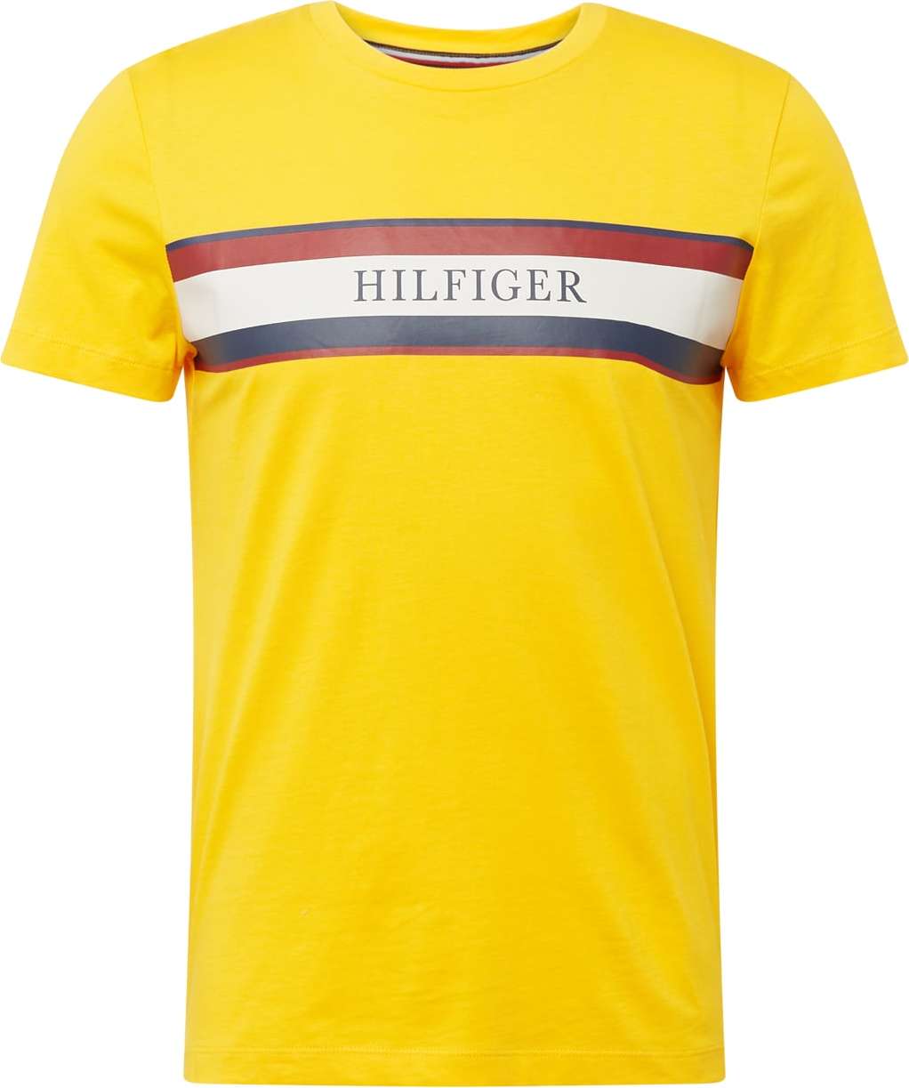 TOMMY HILFIGER Tričko námořnická modř / limone / červená / bílá