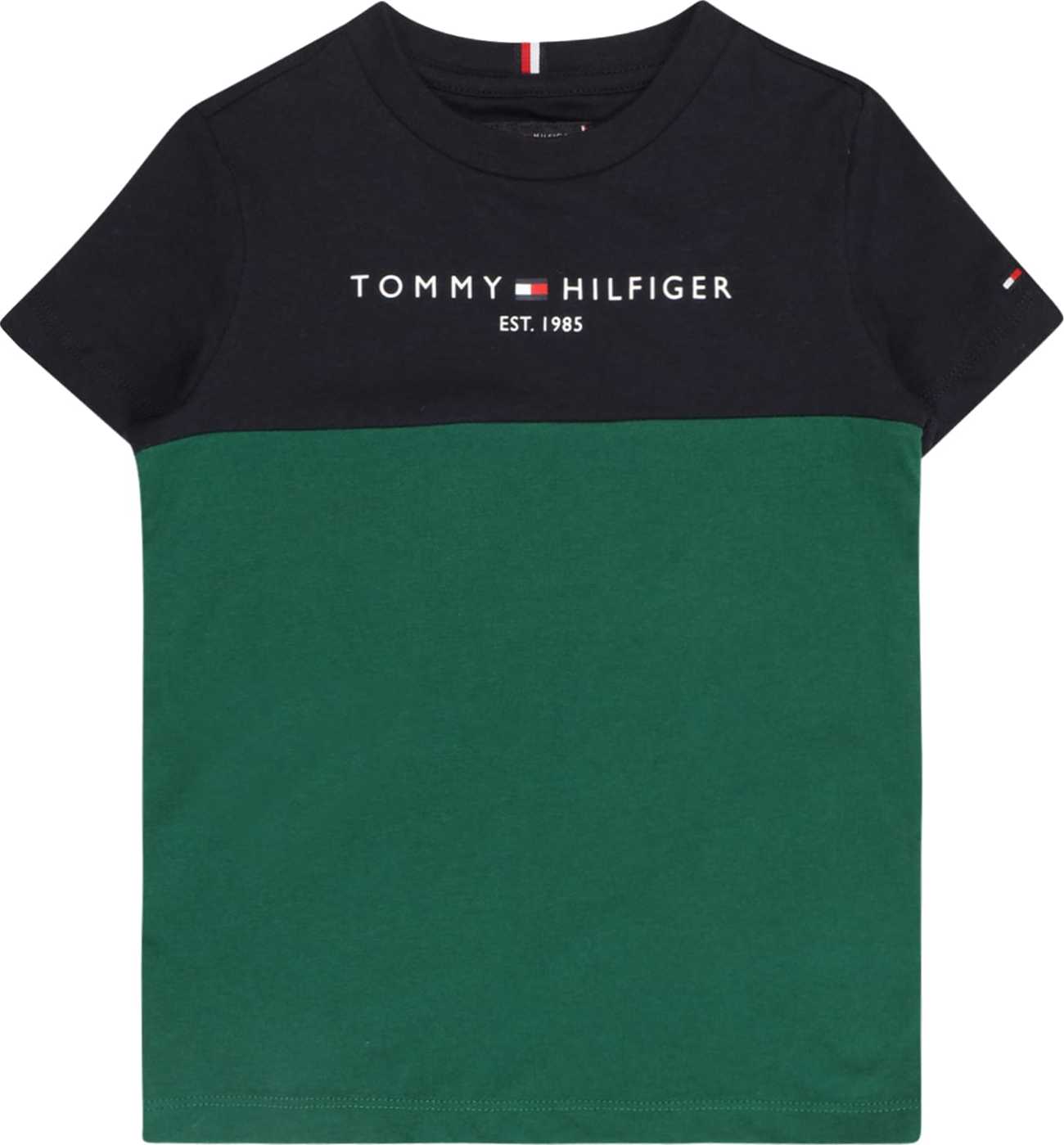 TOMMY HILFIGER Tričko námořnická modř / zelená / bílá