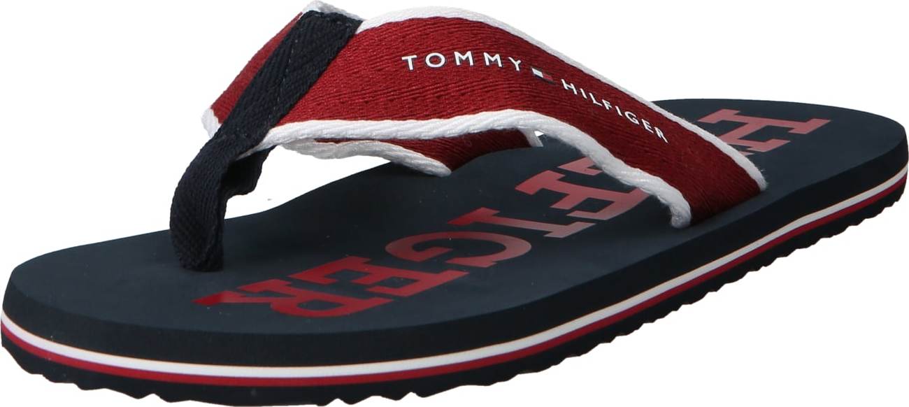 TOMMY HILFIGER Žabky námořnická modř / tmavě červená / bílá