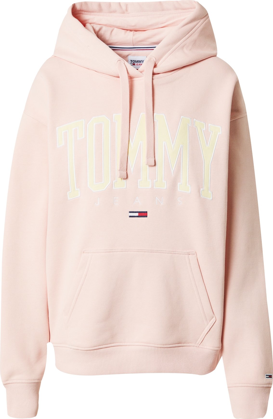 Tommy Jeans Mikina pastelově žlutá / pastelově oranžová / červená / bílá