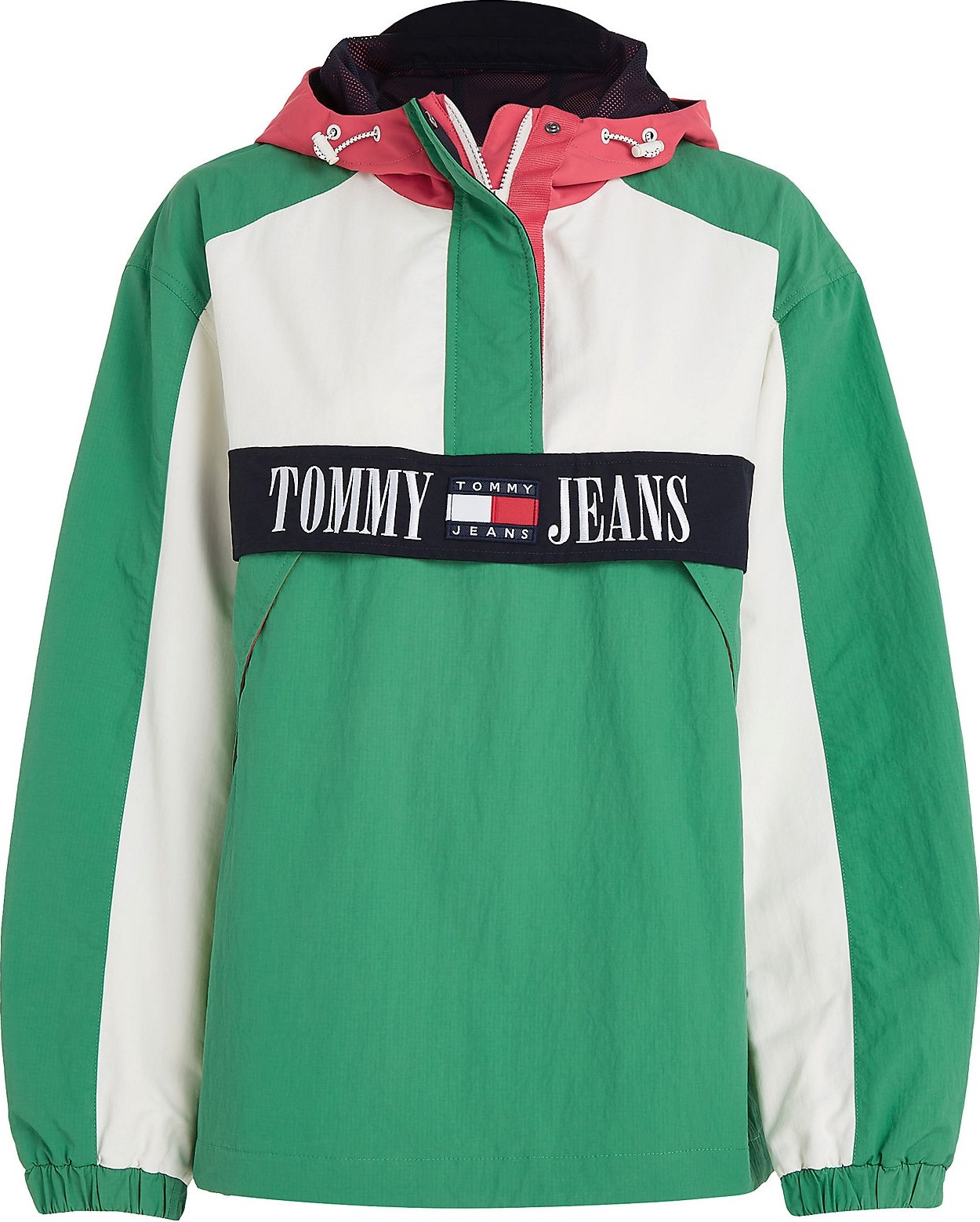 Tommy Jeans Přechodná bunda béžová / zelená / červená