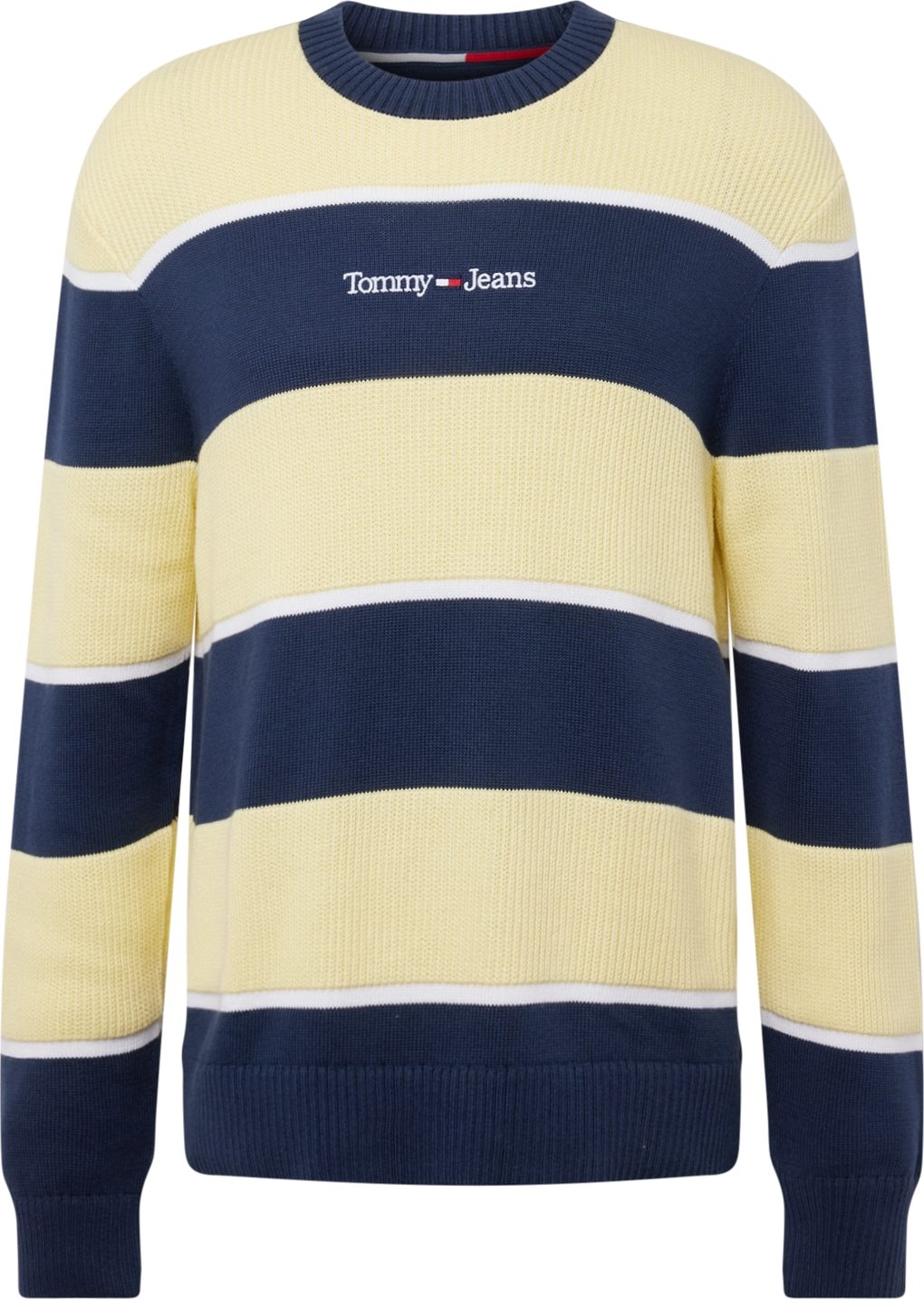 Tommy Jeans Svetr námořnická modř / pastelově žlutá / jasně červená / bílá