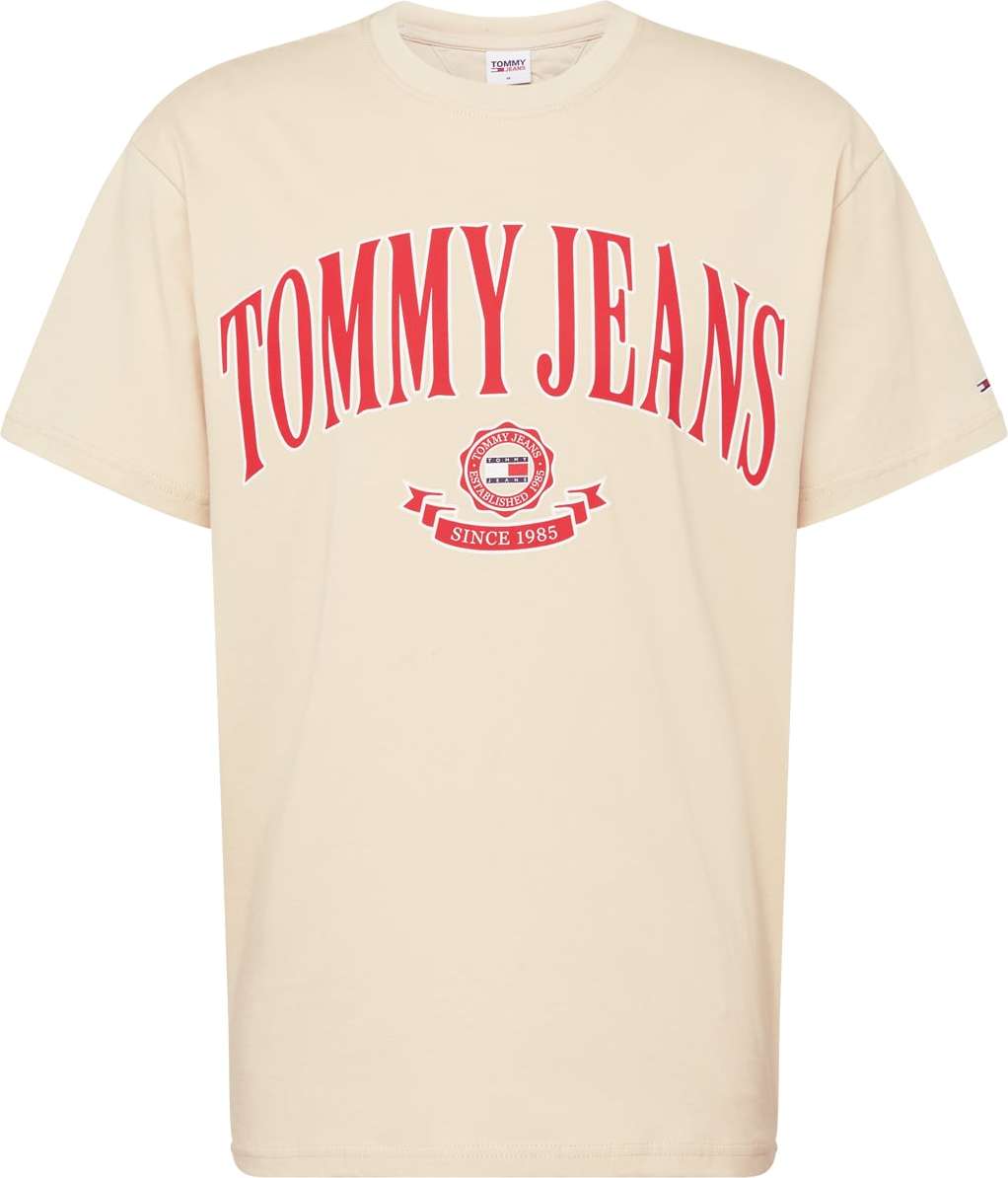 Tommy Jeans Tričko béžová / námořnická modř / červená / bílá