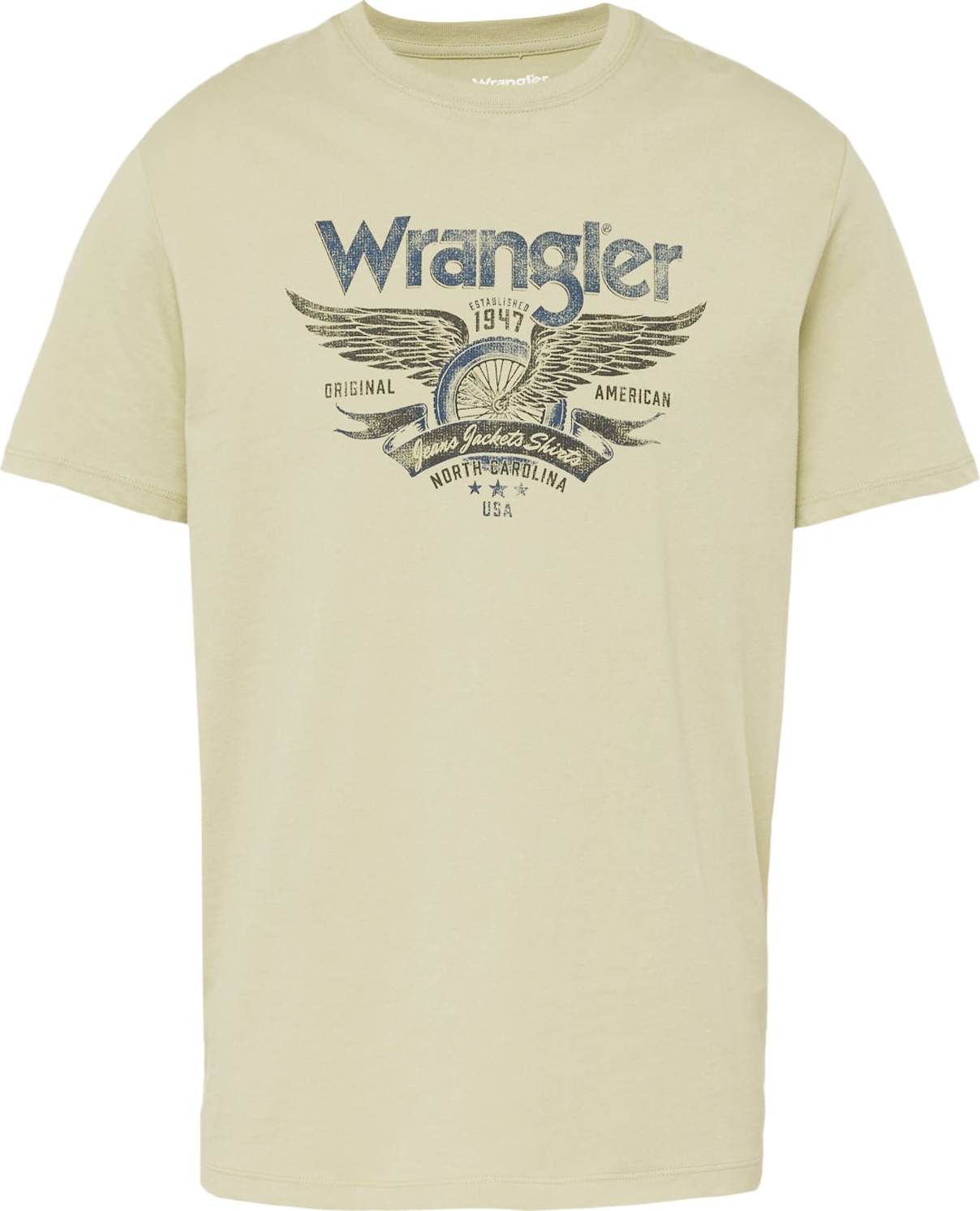 WRANGLER Tričko 'AMERICANA' marine modrá / khaki / černá