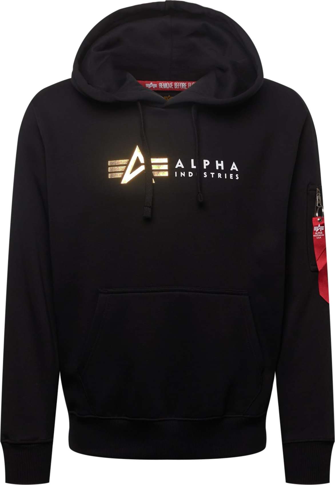 ALPHA INDUSTRIES Mikina 'Alpha' zlatá / červená / černá / bílá