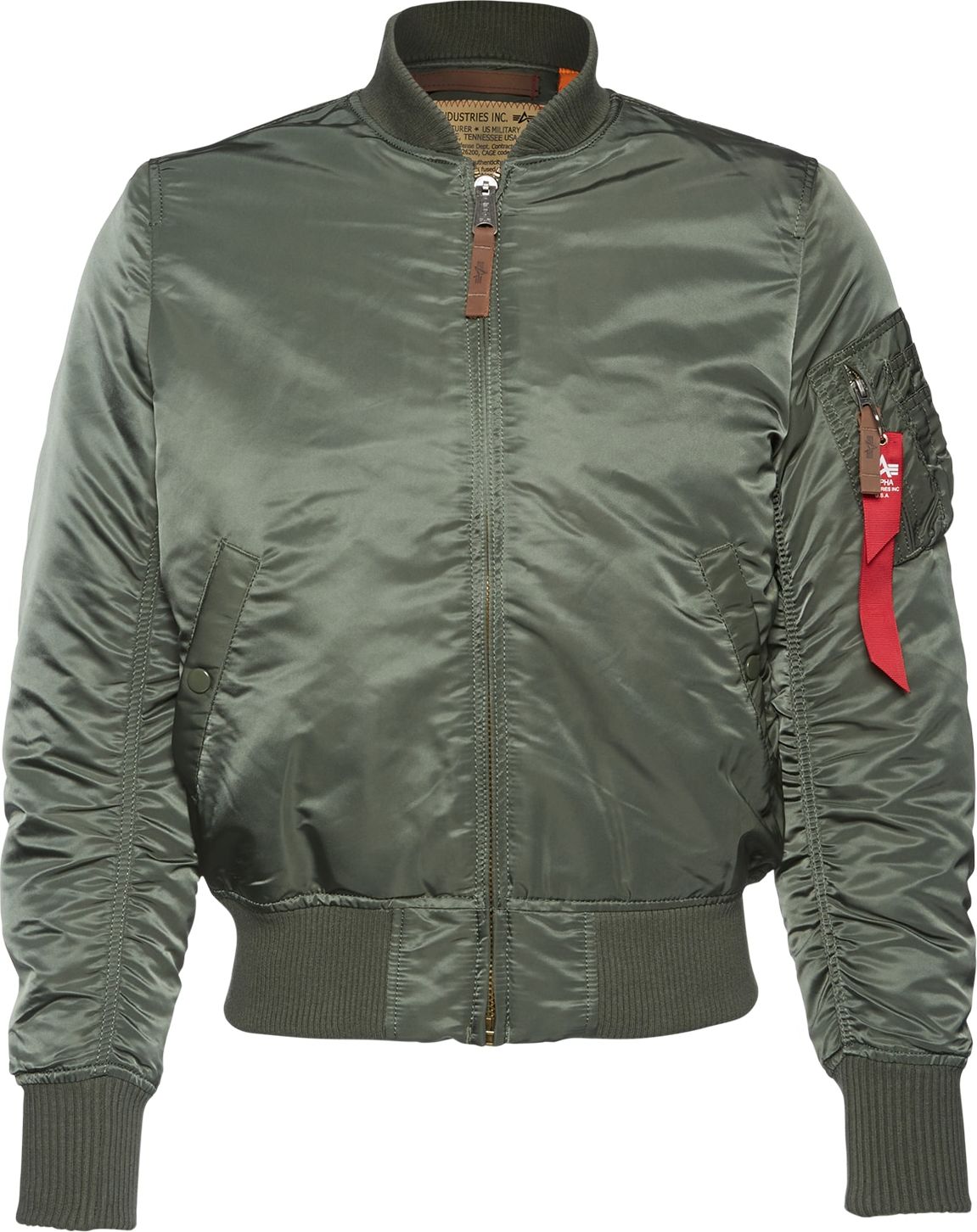 ALPHA INDUSTRIES Přechodná bunda 'MA-1 VF 59' hnědá / tmavě zelená / červená